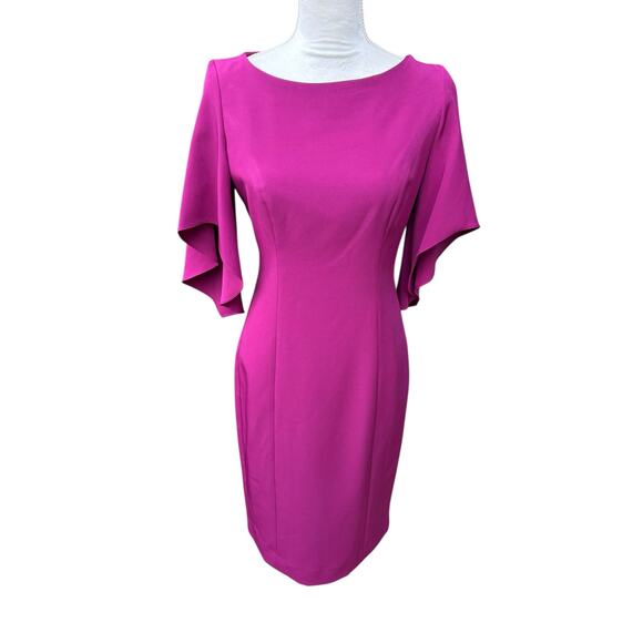 New NWT Milly Mila Cady Butterfly Sleeve Keyhole Knee Length Dress - Berry - 2 - Picture 2 of 11